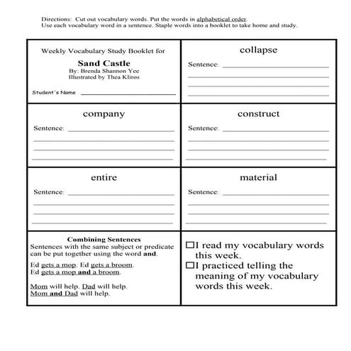 1st Grade Unit 6: Sand castle | DOC