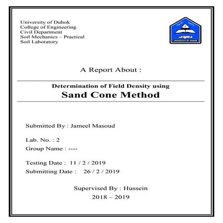Determination of Field Density Using Sand Cone Method | Jameel Academy