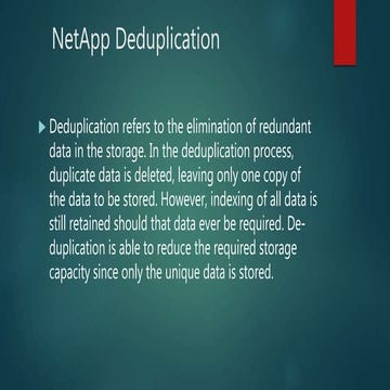 Netapp Deduplication concepts