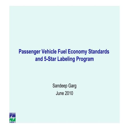 Passenger Vehicle Fuel Economy Standards