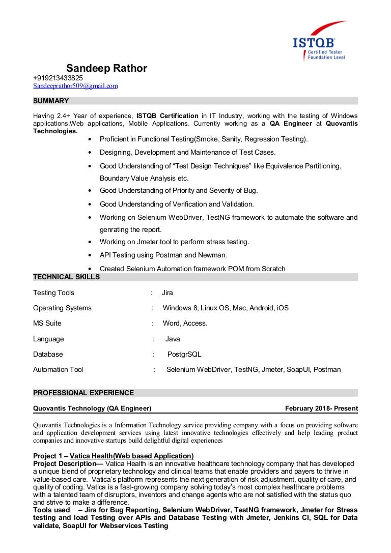 Sandeep Qa Resume