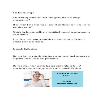 Sanderson SoapsAre working teams utilized throughout the case st.docx