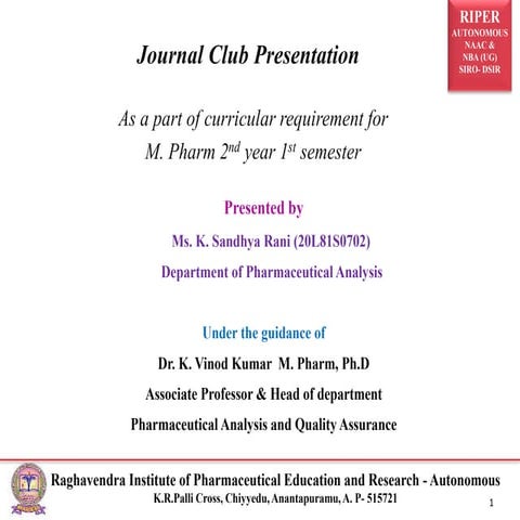 JOURNAL CLUB PRESENTATION (20L81S0702-PA)