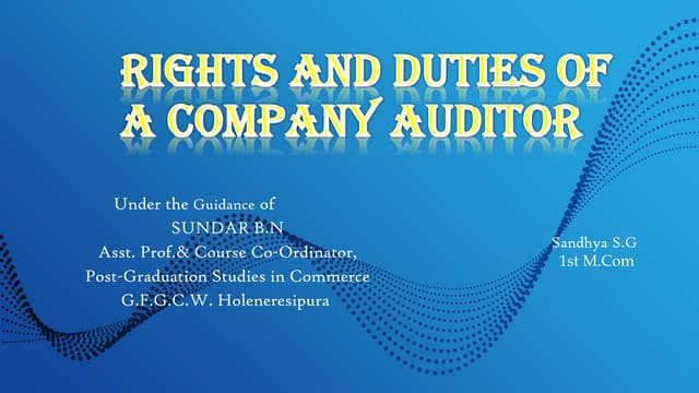 Rights and duties of company auditor