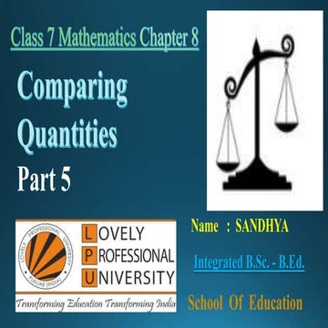 Comparing Quantities Part 5 " Conversion of Ratio to Percentage"