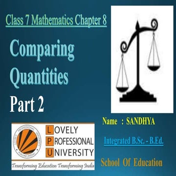 Comparing Quantities Part 2 "Equivalent Ratio"