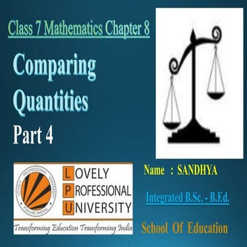 Comparing Quantities Part 4 "Percentage"