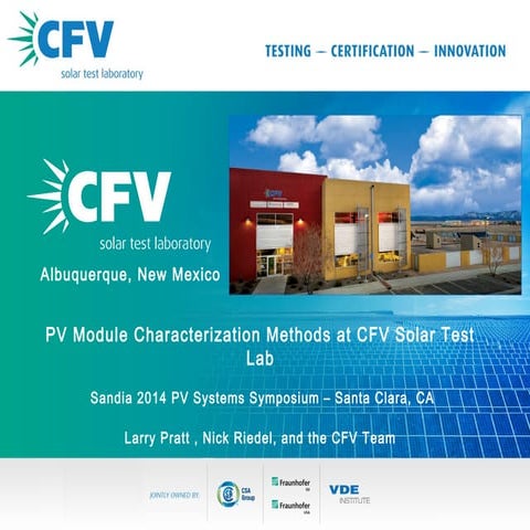 2014 Pv Performance Modeling Workshop Pv Module Characterization