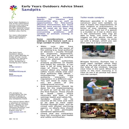 Sandpits: Early Years Outdoors Learning | PDF