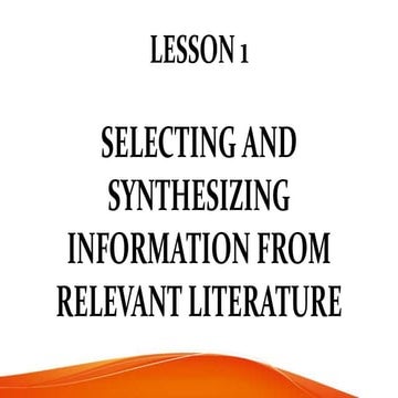 selecting and synthesizing info. from relevant literature