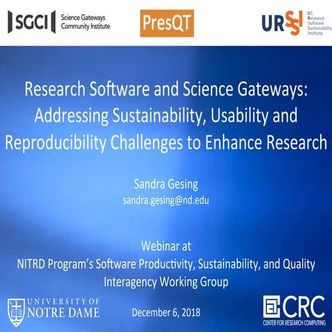 URSSI - SGCI - PresQT: Research Software and Science Gateways:  Addressing Su...