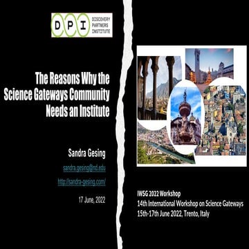 The Reasons Why the Science Gateways Community Needs an Institute