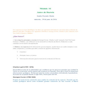 modulo 16 semana 1 antes de darwin