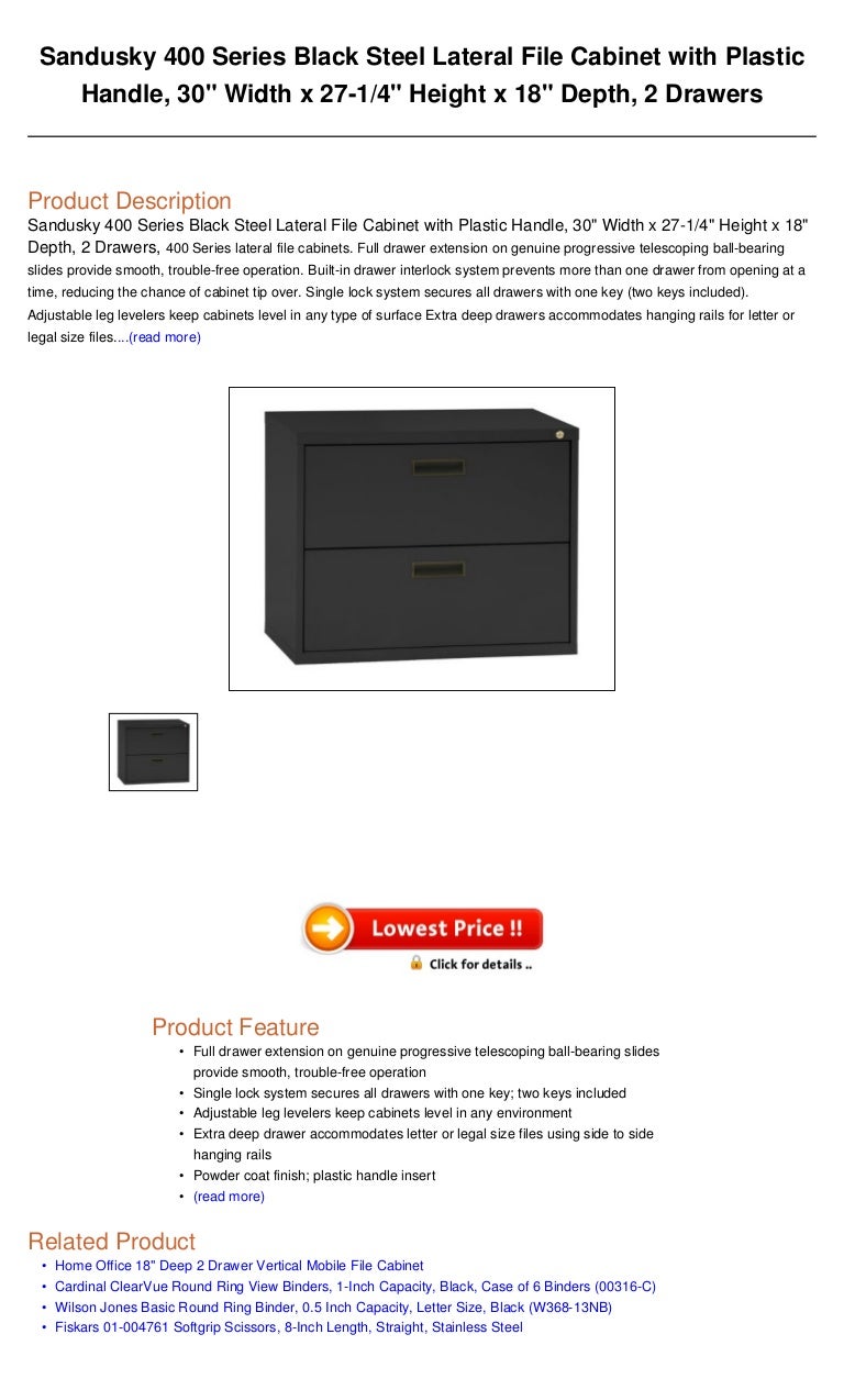 Sandusky 400 Series Black Steel Lateral File Cabinet With Plastic Han