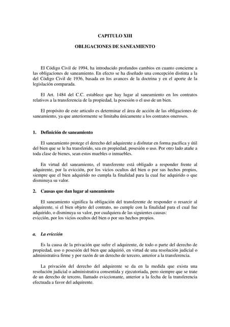 Saneamiento por evicción y vicios ocultos