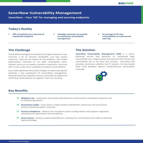 SanerNow Vulnerability Management
