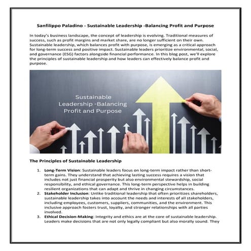 Principles of Sustainable Leadership | PDF