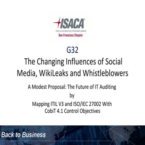 San Francisco Isaca Fall Security Conference G32 A Modest Via Cobi T Proposal 4.2