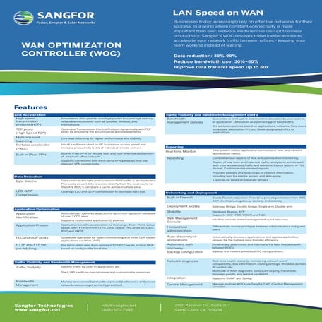 Sangfor wan optimization data sheet 2015