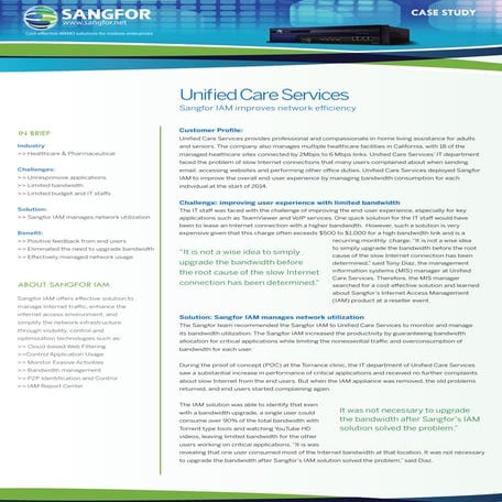 Sangfor internet access management unified care services case study