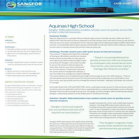 Sangfor wan optimization aquinas high school case study