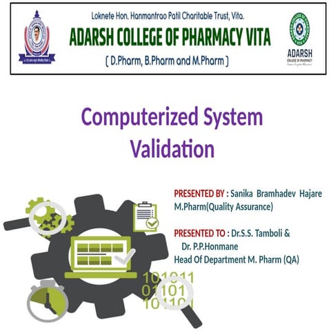 Computerized system validation | PPTX