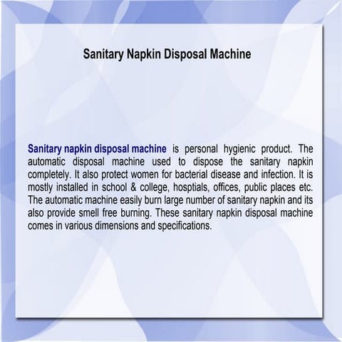 All About Sanitary Napkin Disposal Machine