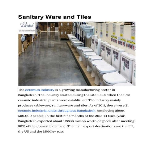 Sanitary ware and tiles