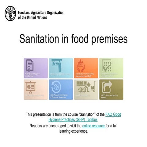 Sanitation in food premises