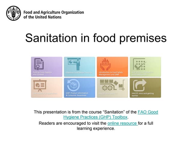 Sanitation in food premises