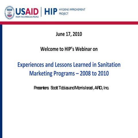 Experiences and Lessons Learned in Sanitation Marketing