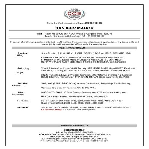 Sanjeev mahor ccie
