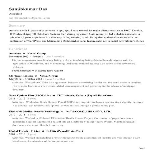 Resume of Sanjibkumar das
