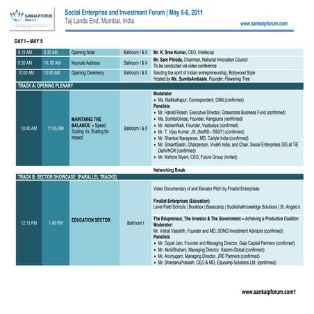 Sankalp 2011 Agenda 