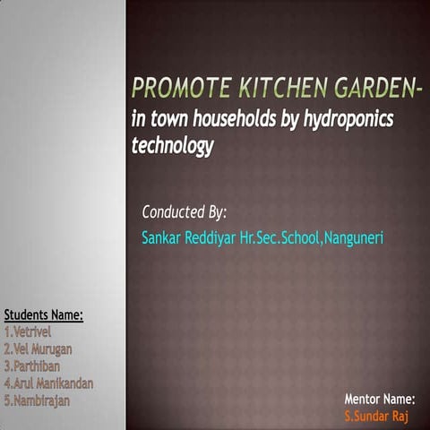 IND-2012-217 Sankar Reddiyar Govt.Hr.Sec School -Promote Kitchen Garden-in To...