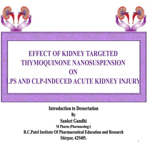 Effect of kidney targated thymoquinone nanosuspension on LPS 