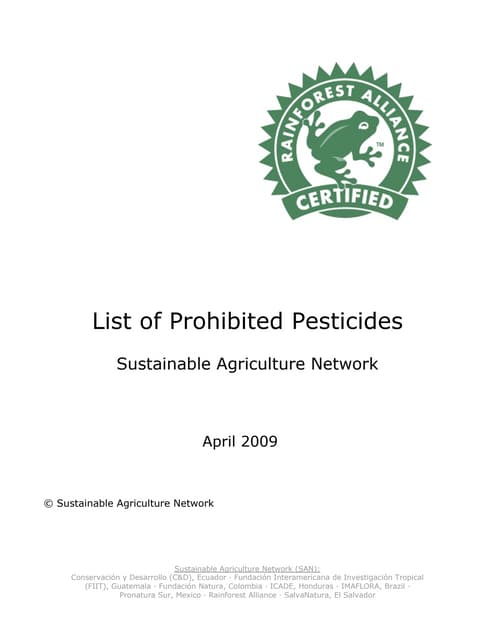 San prohibited pesticide list april 2009