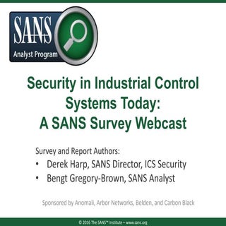 SANS ICS Security Survey Report 2016 