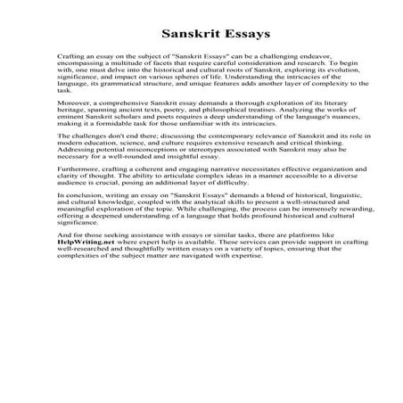 Sanskrit Essays. Flint Hills Technical College