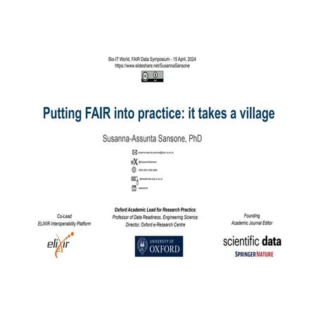 FAIR, FAIRsharing, FAIR Cookbook and ELIXIR - Sansone SA - Boston 2024