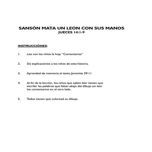 Sanson mata un leon con sus manos