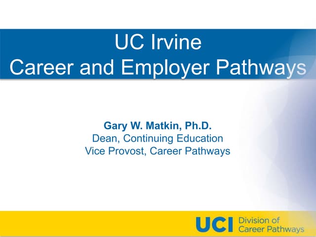 Santa Ana Chamber of Commerce Presentation about UC Irvine Career Services