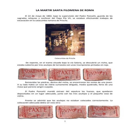 LA MARTIR SANTA FILOMENA DE ROMA