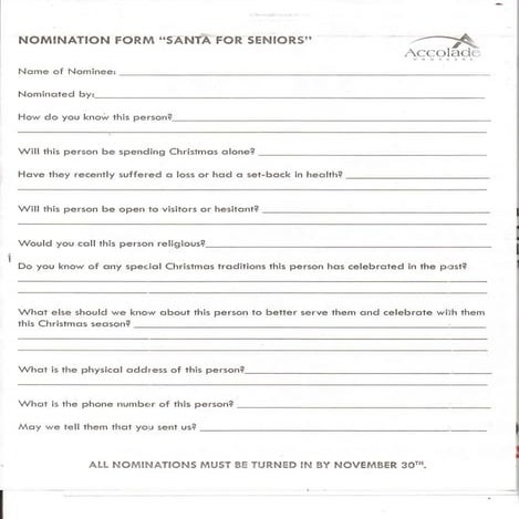 Santa for seniors form