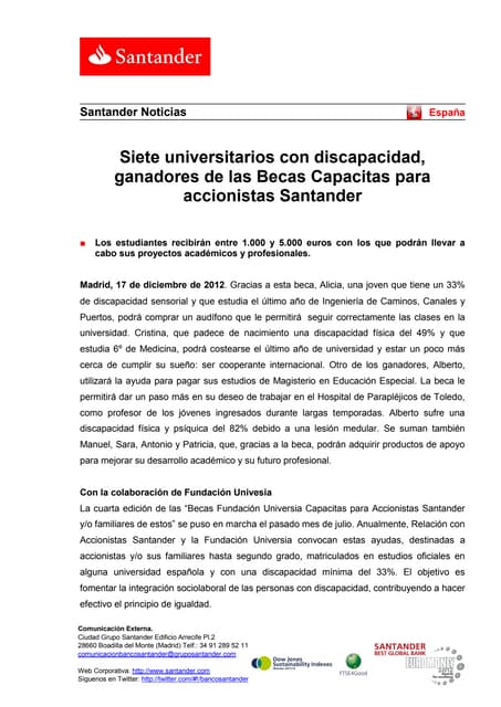 Santander Extends Scholarships At The University Of Bremen