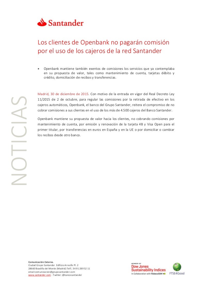 Los Clientes De Openbank No Pagaran Comision Por El Uso De Los Cajero