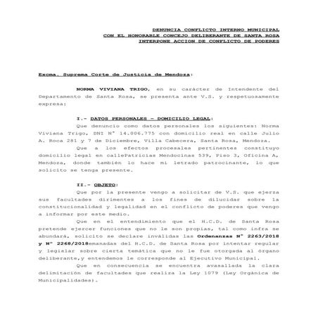 Santa Rosa llevó sus conflictos políticos a la Corte