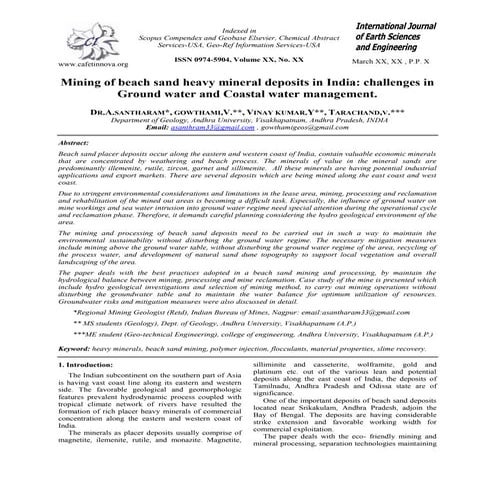 Santharam & tarachand mining of beach sand-water resource management