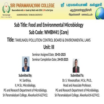 TAMILNADU POLLUTION CONTROL BOARD & ENVIRONMENTAL LAWS | PPTX