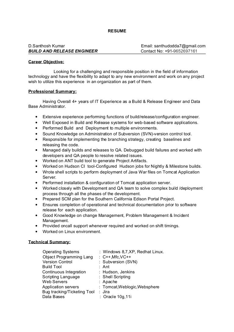 build and release engineer sample resume build and release engineer sample resume - Release Engineer Sample Resume build and release engineer sample resume build and release engineer sample resume - Release Engineer Sample Resume
